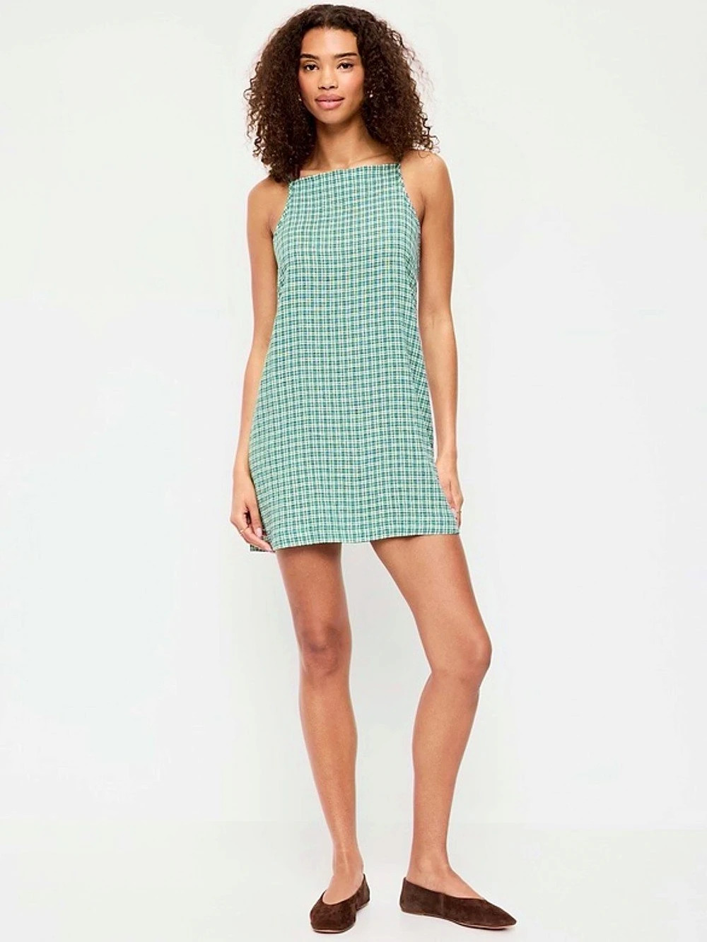 Old Navy Linen-Blend Apron-Neck Mini Shift Dress Small